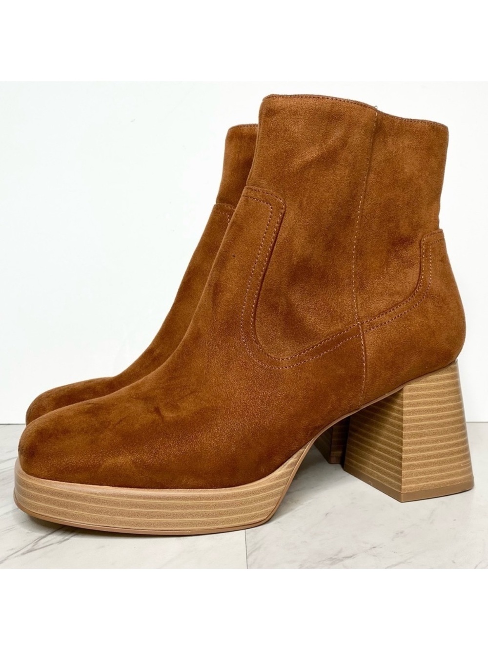 New! BP Keyla Tan Chestnut Platform Bootie 11M